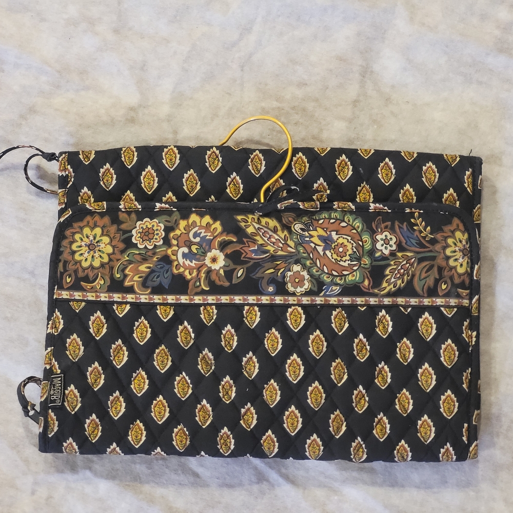 Elegant Black and Gold Paisley Cosmetic Bag